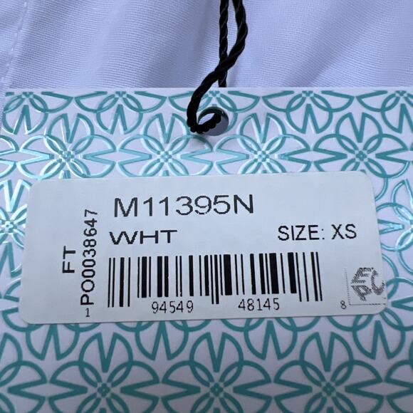 Ming Wang Blouse Women XS White Ruffle Button Up Stretch Cotton Capsule NEW - Picture 6 of 9
